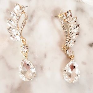 Gold Wing Like Statement Earrings